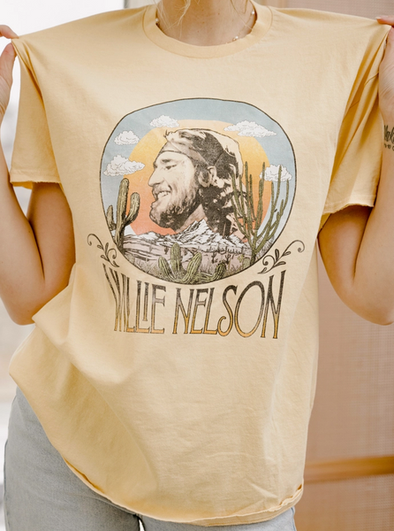 Willie Nelson in the Sky Gold Thrifted Licensed Graphic Tee