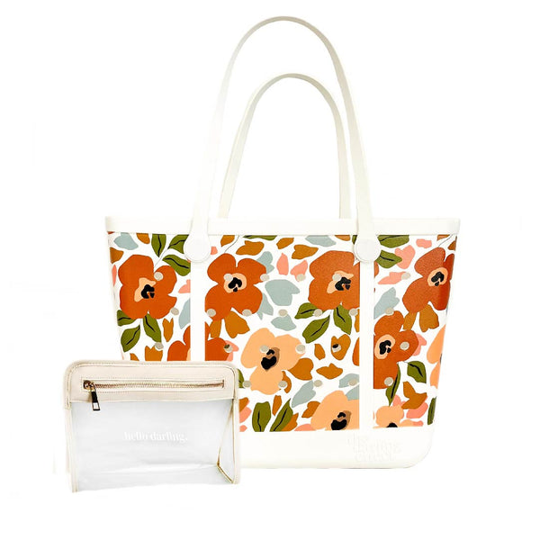 Carry-It-All Tote Bag- Rubber Beach Bag Lil` Floral Delight