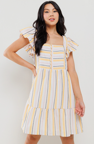 Stripe Tiered Mini Dress