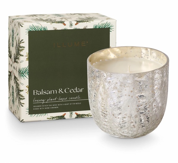 Winter White Boxed Crackle Glass Candle -2 sizes