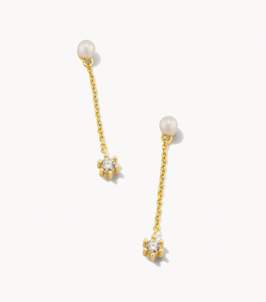 Leighton Pearl Linear Earrings in White Pearl