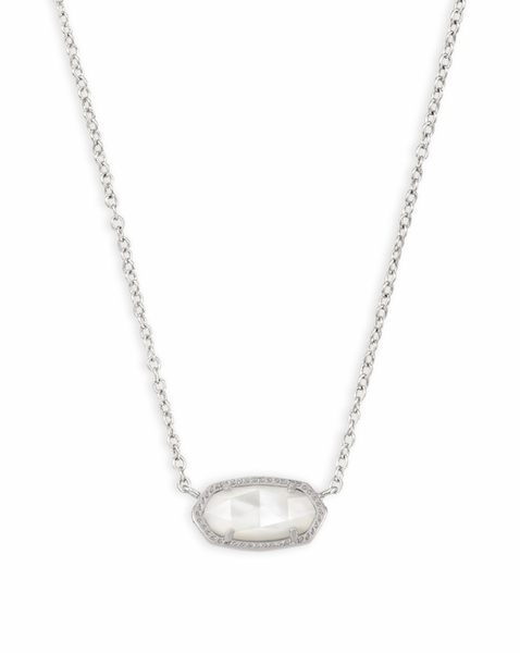 Elisa Short Pendant Necklace Rhodium Ivory Mother of Pearl