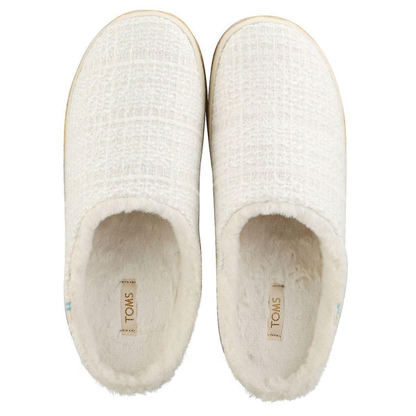 Toms Ivy White Sparkle Tweed Slippers