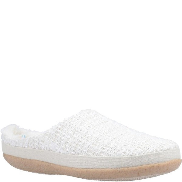 Toms Ivy White Sparkle Tweed Slippers