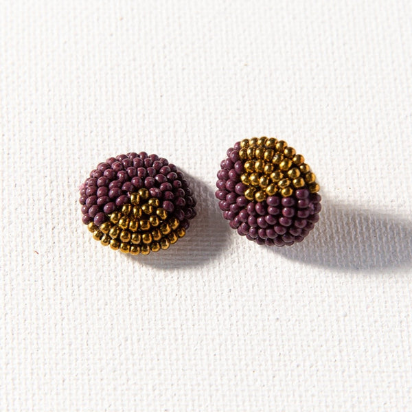 Petit Seed Bead Button Post Earring - 3 Colors
