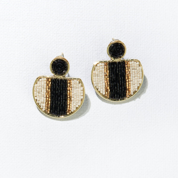 Brass Beaded Circle Earrings