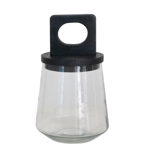 Glass Jar with Black Mango & Marble Lid
