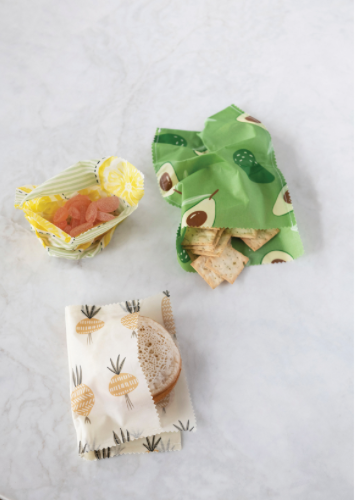 Reusable Fabric Beeswax Food Bags - Set of 2