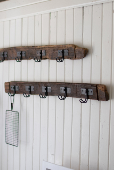 Recycled Coat Rack w/ 5 wire hooks