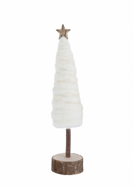 Wool Christmas Tree w/Star and Wood base - 2 Sizes