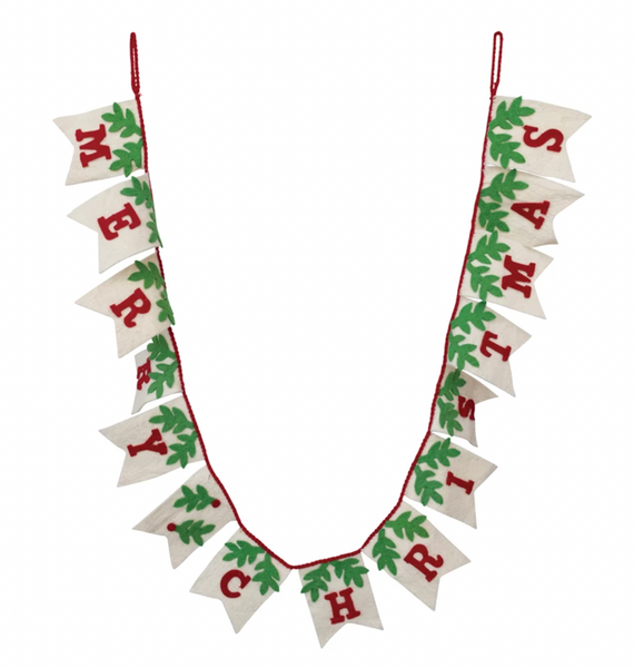 "Merry Christmas" felt pendant banner