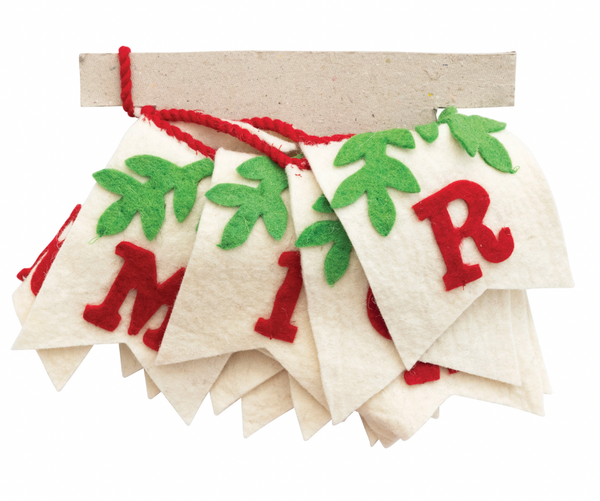"Merry Christmas" felt pendant banner