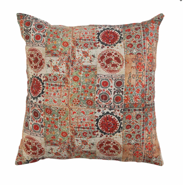 Cotton Pillow w/ Kantha Stitch