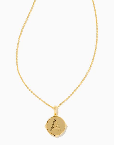 Letter Gold Disc Reversible Pendant Necklace