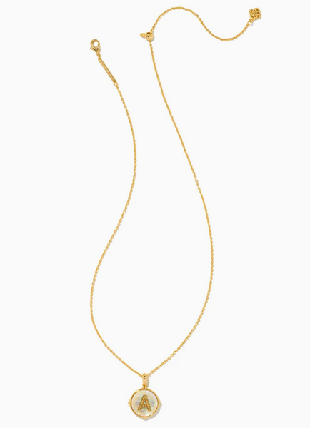 Letter Gold Disc Reversible Pendant Necklace