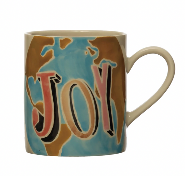 "JOY" Hand Painted Stoneware Mug