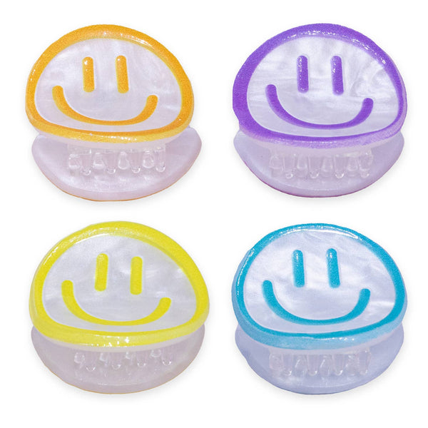 Small Emoji Smiley Face Hair Claw Clip- 4 Pack