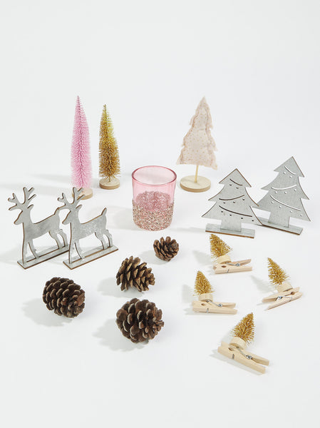 Candle Garden Kit with Bottle Brush Trees, Tealight, Pinecone