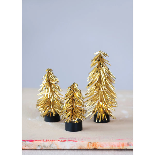Plastic Tree with 10 LED Lights, Gold Finish